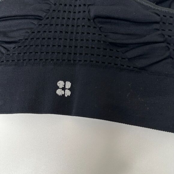 Sweaty Betty Black High Neck Sports Bra Sweat Wicking Stretch Racerback Crop Med - Picture 7 of 12